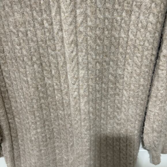 Flat White | Sweater Dress Cableknit Fringe Long Sleeve Tan Oatmeal- Size Small - Picture 8 of 9